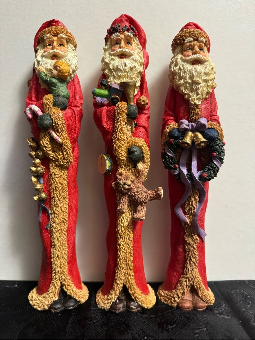 Red Santa Figurine Trio Holiday Décor - Classic Red Santa Set